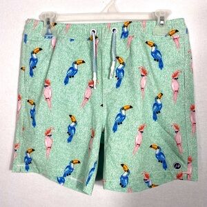 Johnnie-O Boys Birds of Paradise Seafoam Green Toucan Print Swim Shorts size 14